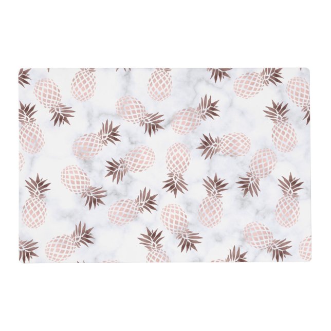 elegant modern white marble rose gold pineapple placemat (Front)
