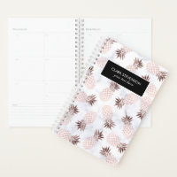 elegant modern white marble rose gold pineapple planner