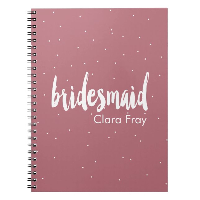 elegant modern white pink bridesmaid notebook (Front)