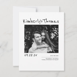 Elegant Modern White Save the Date Photo