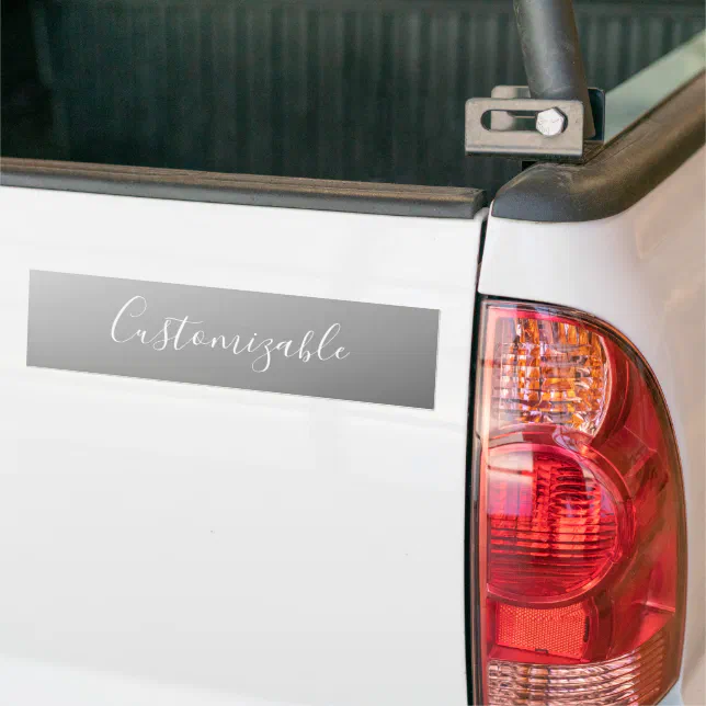 Car Sticker Writing Elegant Modern White Script Writing Gray Gradient Bumper Sticker | Zazzle