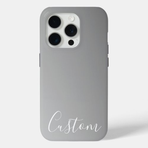 Elegant Modern White Script Writing Gray Gradient  iPhone 15 Pro Case