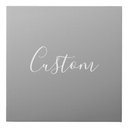 Elegant Modern White Script Writing Gray Gradient  Faux Canvas Print