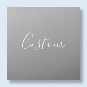 Elegant Modern White Script Writing Gray Gradient Faux Canvas Print