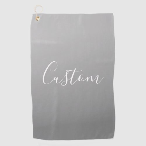 Elegant Modern White Script Writing Gray Gradient  Golf Towel