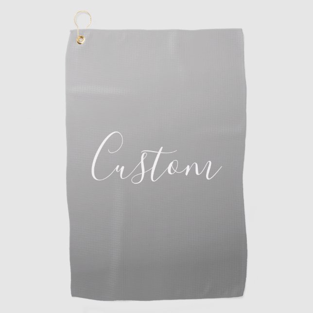 Elegant Modern White Script Writing Gray Gradient  Golf Towel (Front)