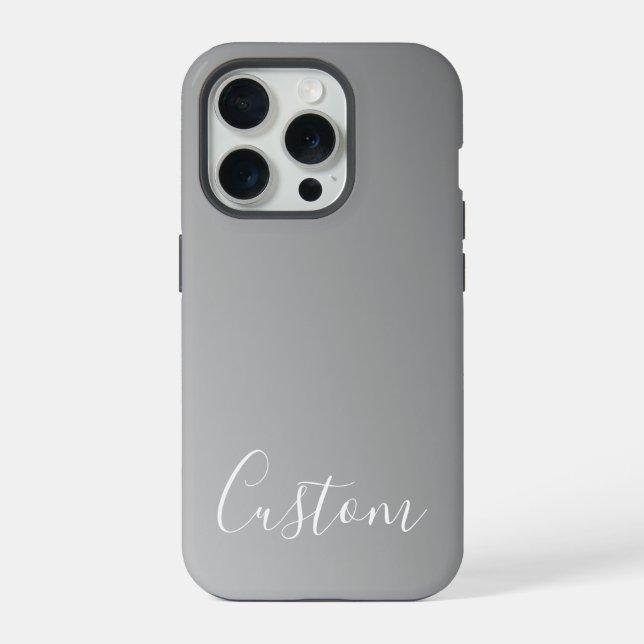 Elegant Modern White Script Writing Gray Gradient  Iphone Case (Back)