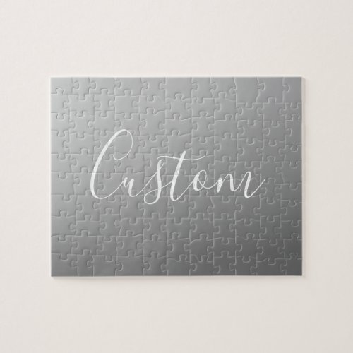 Elegant Modern White Script Writing Gray Gradient  Jigsaw Puzzle