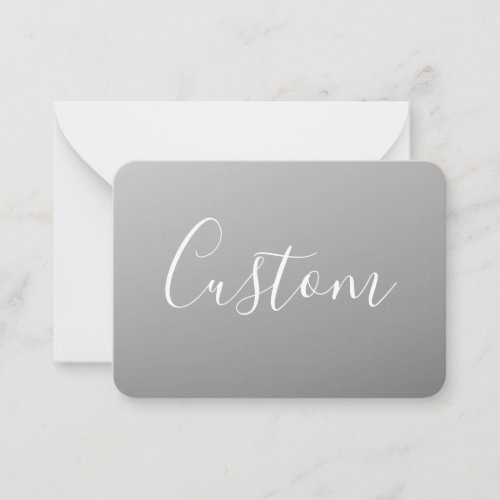 Elegant Modern White Script Writing Gray Gradient  Note Card
