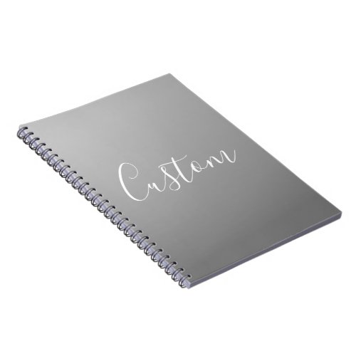 Elegant Modern White Script Writing Gray Gradient  Notebook