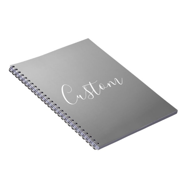 Elegant Modern White Script Writing Gray Gradient  Notebook (Right Side)
