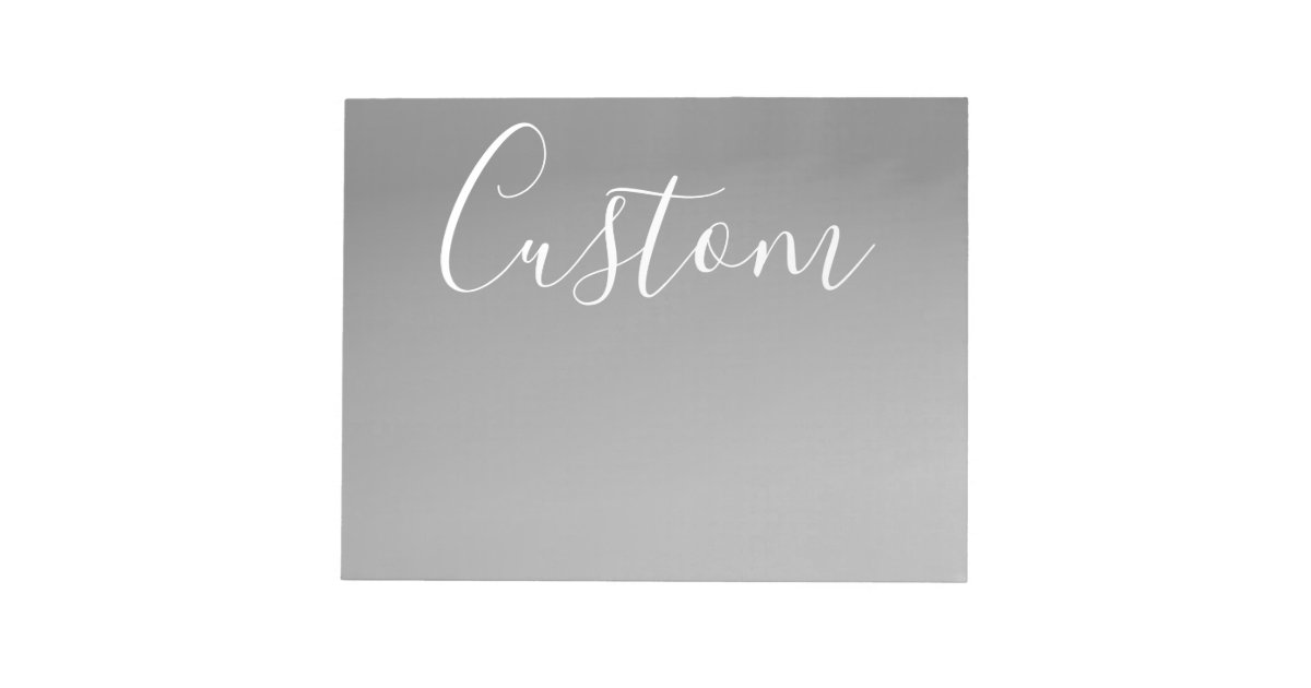 White Script Writing Elegant Modern White Script Writing Gray Gradient Notepad | Zazzle