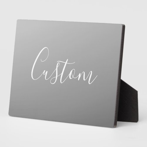 Elegant Modern White Script Writing Gray Gradient  Plaque