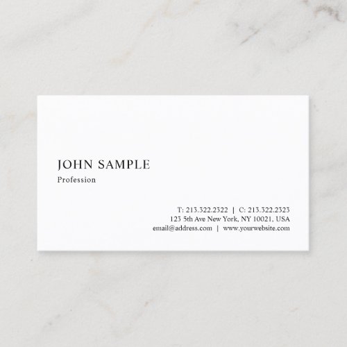 Elegant Modern White Simple Template Professional Business Card
