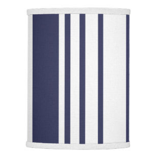 Elegant, modern, white stripes on navy blue lamp shade