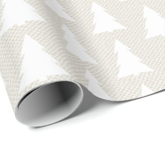 Elegant Modern White Trees Beige Geometric Pattern Wrapping Paper