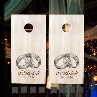 Elegant Modern White Washed Wood Wedding Rings
