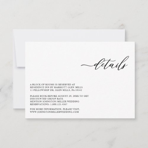 Elegant Modern White Wedding Enclosure Card