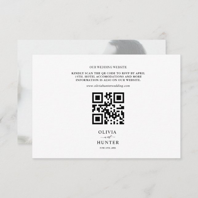 Elegant Modern White Wedding Enclosure Card (Front/Back)