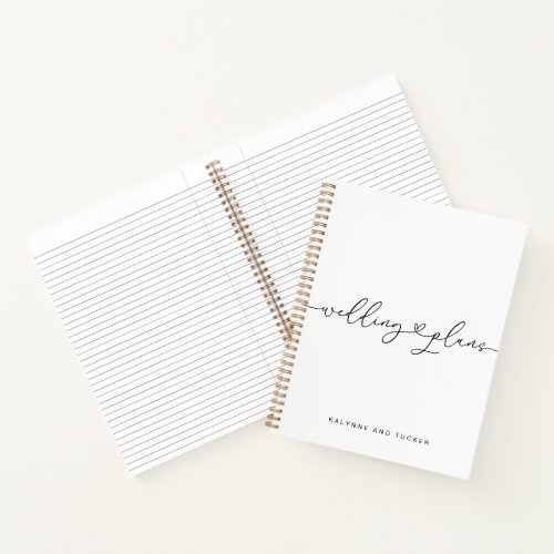 Elegant Modern White Wedding Plans Heart  Notebook