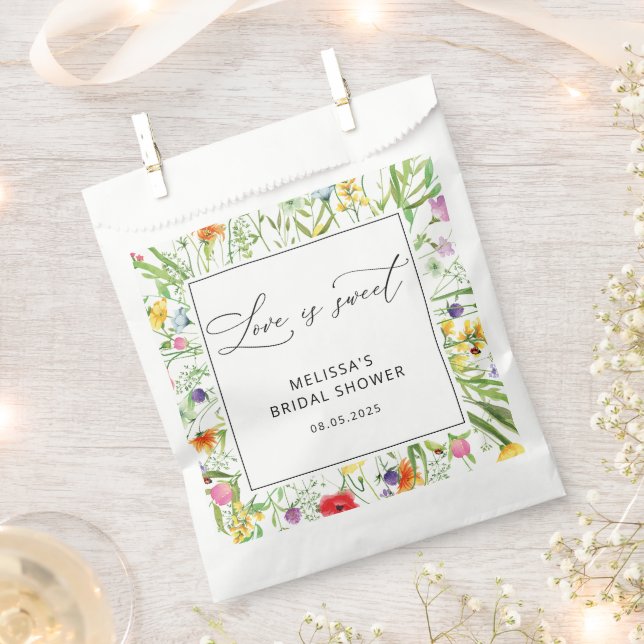 Elegant Modern Wildflower Bridal Shower Favor Bag (Clipped)