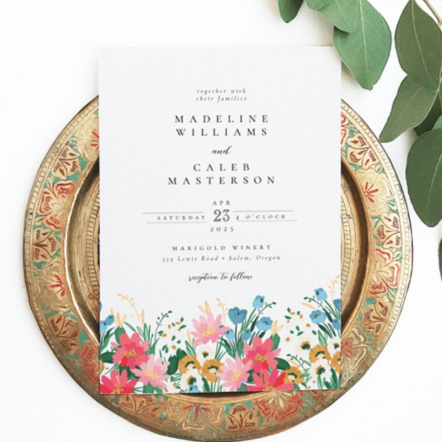 Elegant Modern Wildflower Flower Garden Wedding Invitation (Creator Uploaded)