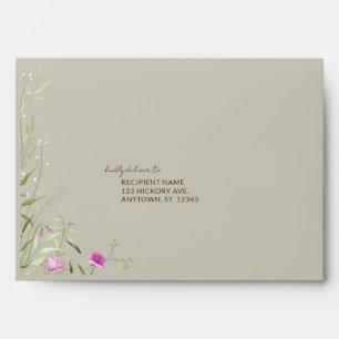 Elegant Modern Wildflower Taupe Wedding Envelope