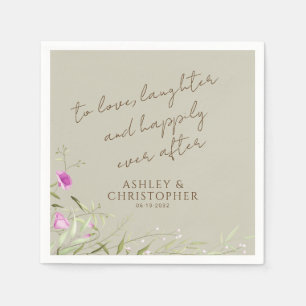 Elegant Modern Wildflower Taupe Wedding Napkins