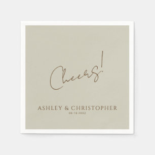 Elegant Modern Wildflower Taupe Wedding Napkins