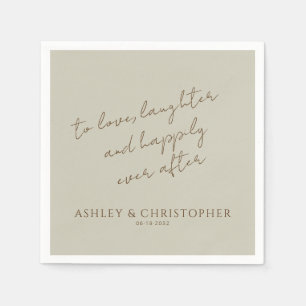 Elegant Modern Wildflower Taupe Wedding Napkins