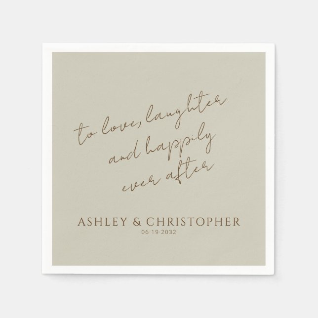 Elegant Modern Wildflower Taupe Wedding Napkins (Front)