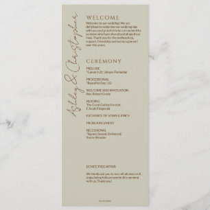 Elegant Modern Wildflower Taupe Wedding Program
