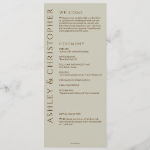 Elegant Modern Wildflower Taupe Wedding Program
