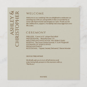 Elegant Modern Wildflower Taupe Wedding Program