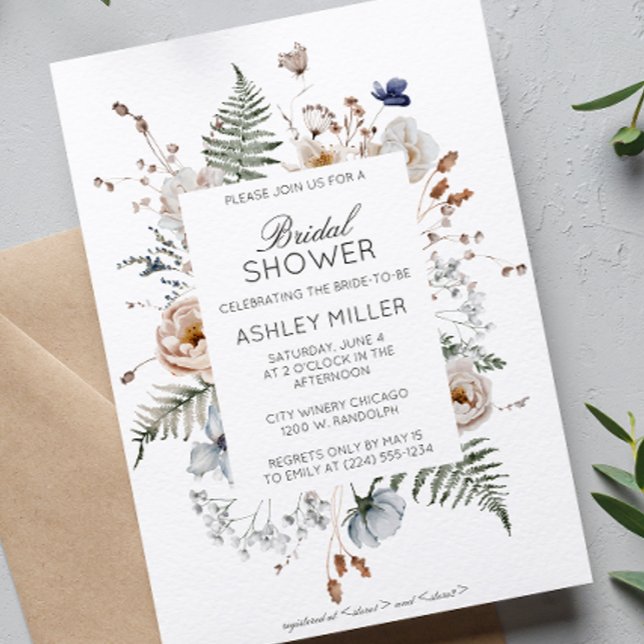 Elegant Modern Wildflower Wedding Bridal Shower Invitation (Creator Uploaded)