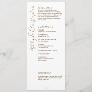 Elegant Modern Wildflower White & Bronze Wedding Program
