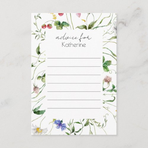 Elegant Modern Wildflower White Graduate Enclosure Card