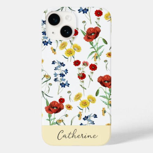 Elegant Modern Wildflowers Name on White  Case_Mate iPhone 14 Case