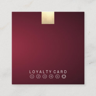 Elegant Modern Wine Gradient Gold Loyalty Punch Square Business Card