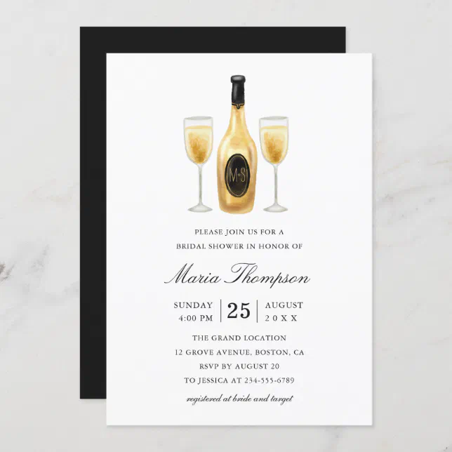 Elegant Modern Wine Tasting Bridal Shower Invitation | Zazzle