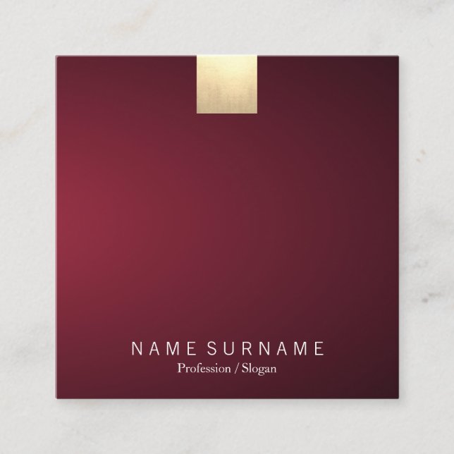 Elegant Modern Wine Violet Gradient Gold Accent Square Business Card (Front)