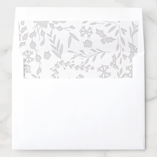 Elegant Modern Winter Botanical_Silver Envelope Liner