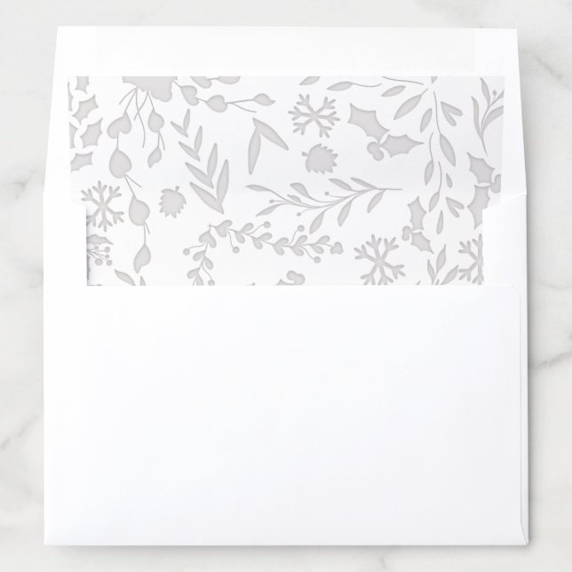 Elegant Modern Winter Botanical-Silver Envelope Liner (In Envelope)