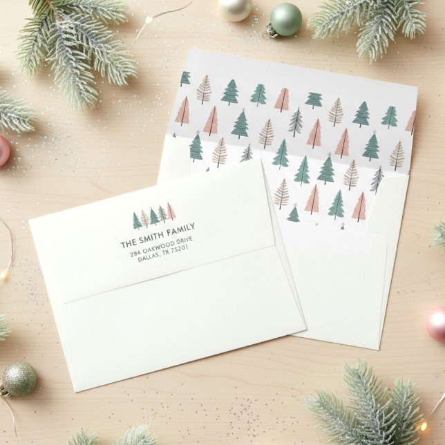 Elegant Modern Winter Trees Christmas Envelope (Creator Uploaded)