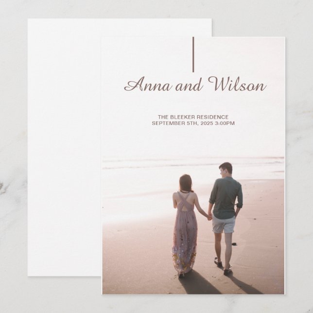 Elegant & Modern with photo Wedding Announcement  (Front/Back)