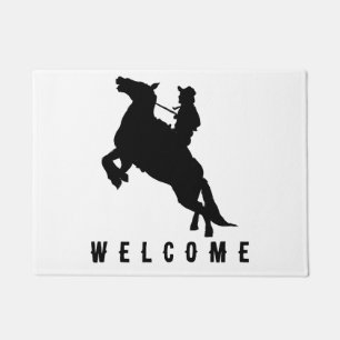 Elegant Modern withe and black Horse Welcome Doormat