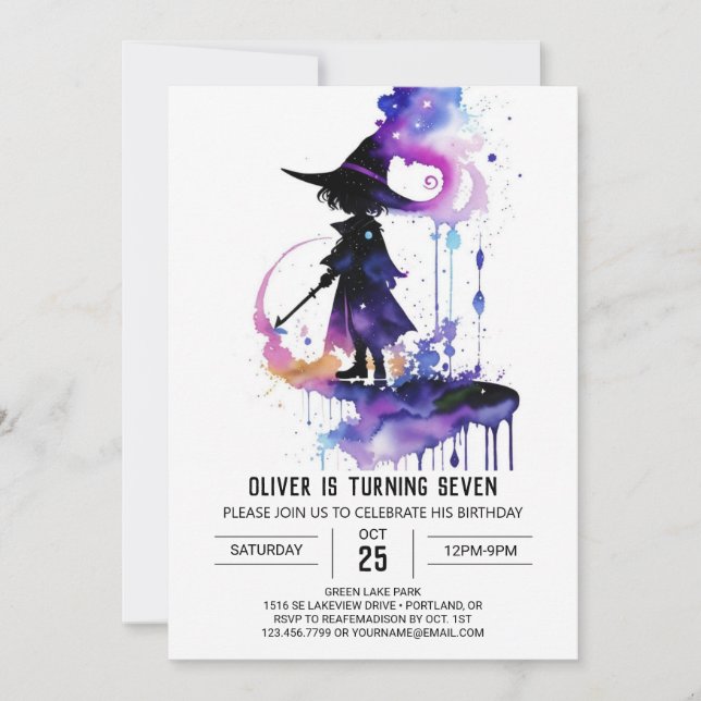 Elegant Modern Wizard Birthday Invitation (Front)