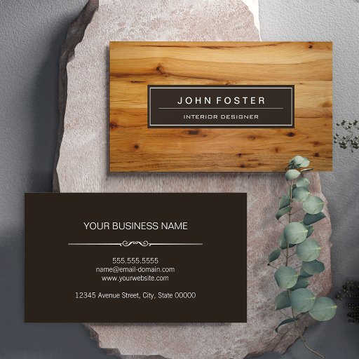 Customizable Elegant Modern Wood Grain Look Business Cards