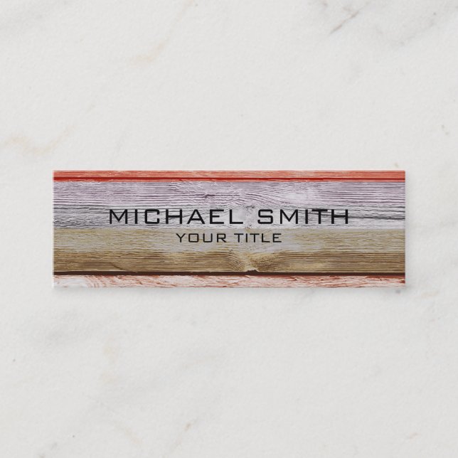 Elegant Modern Wood Painted Look #3 Mini Business Card (Front)