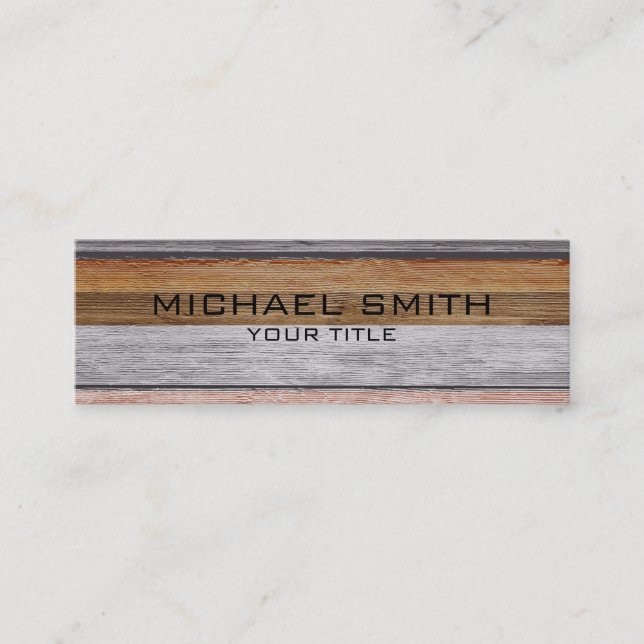 Elegant Modern Wood Painted Look #5 Mini Business Card (Front)